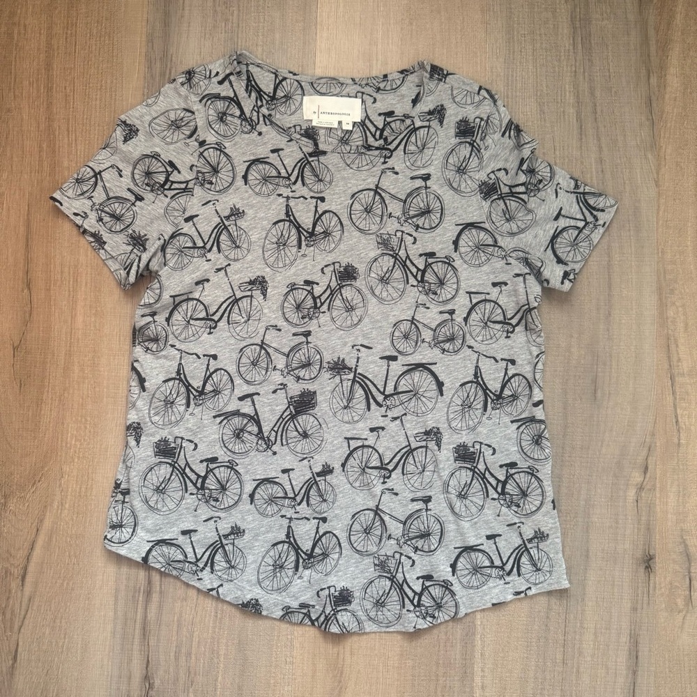 Anthropologie Heather Grey Vintage Vibes European Vibes Bicycle Women’s Shirt